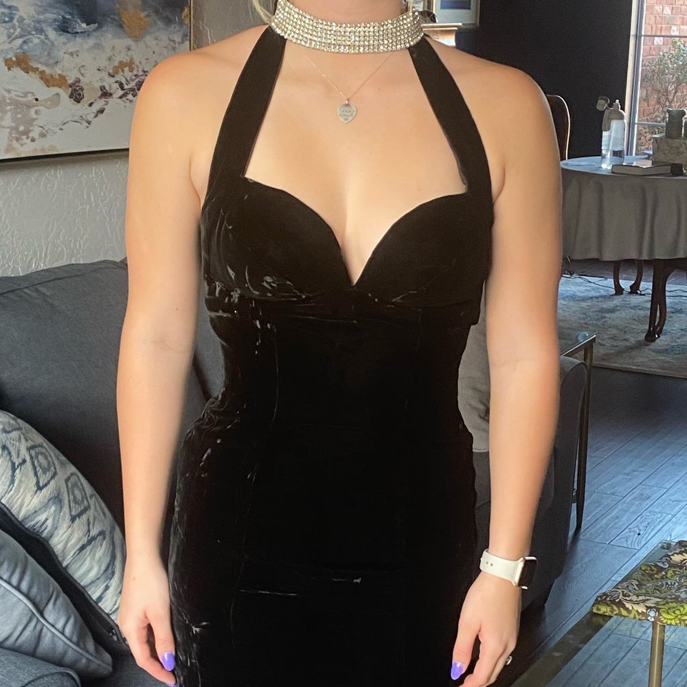 Karen Okada Black Velvet Cocktail Dress